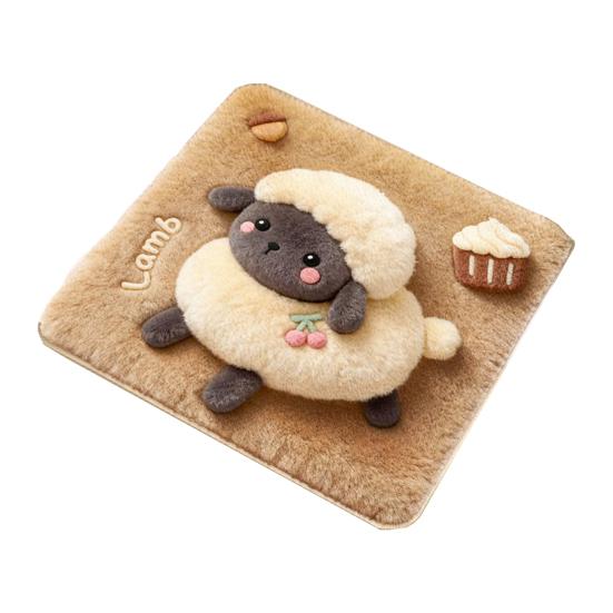 Cute Puppy Pattern Pad Plush Animal Chair Pad, Square Cozy Seat Cushion, Cat Pattern, 15.8 Comfortable Office Cushion x Inch with Non-Slip Backing for