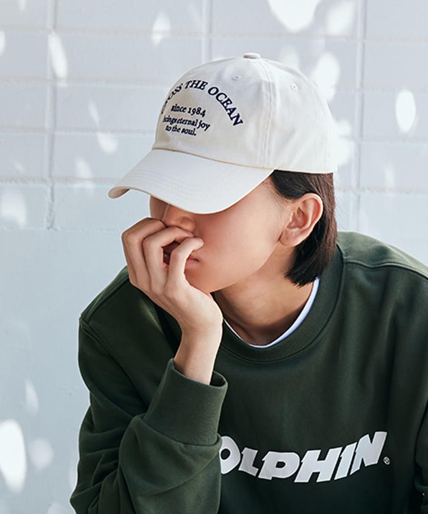DOLPHIN WAVE APPAREL Dolphin Lettering Ball Cap Ivory