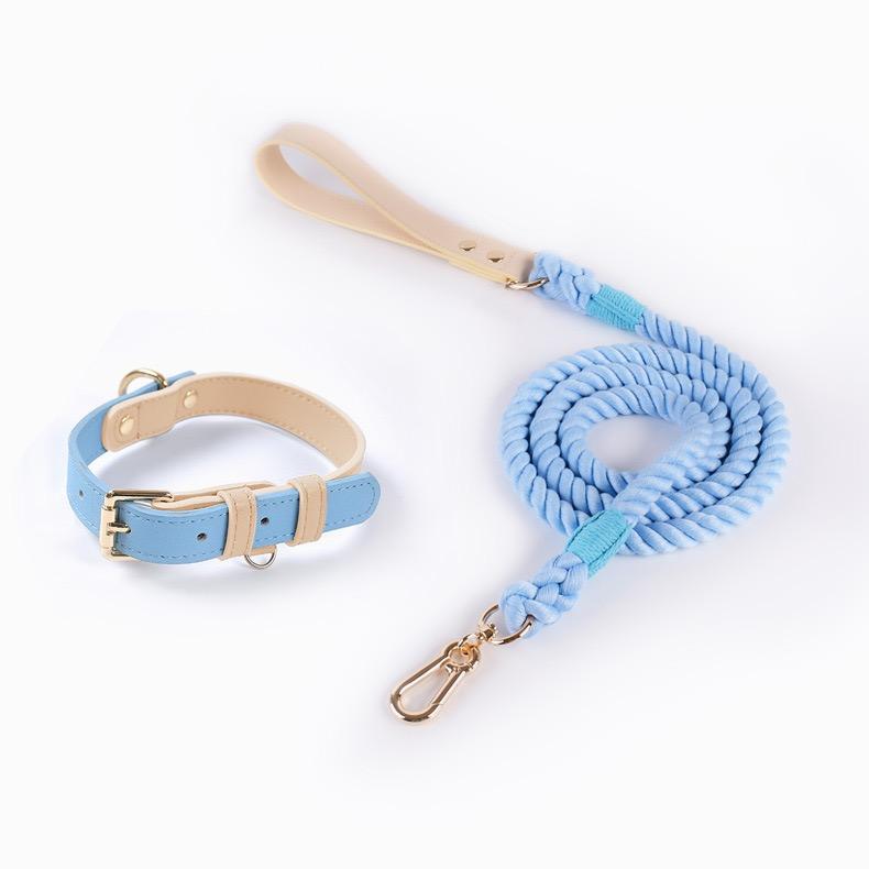 2025 Hot Eco-Friendly Soft Breathable Leather Modern Dog Collar with Leashes Set For Pets
