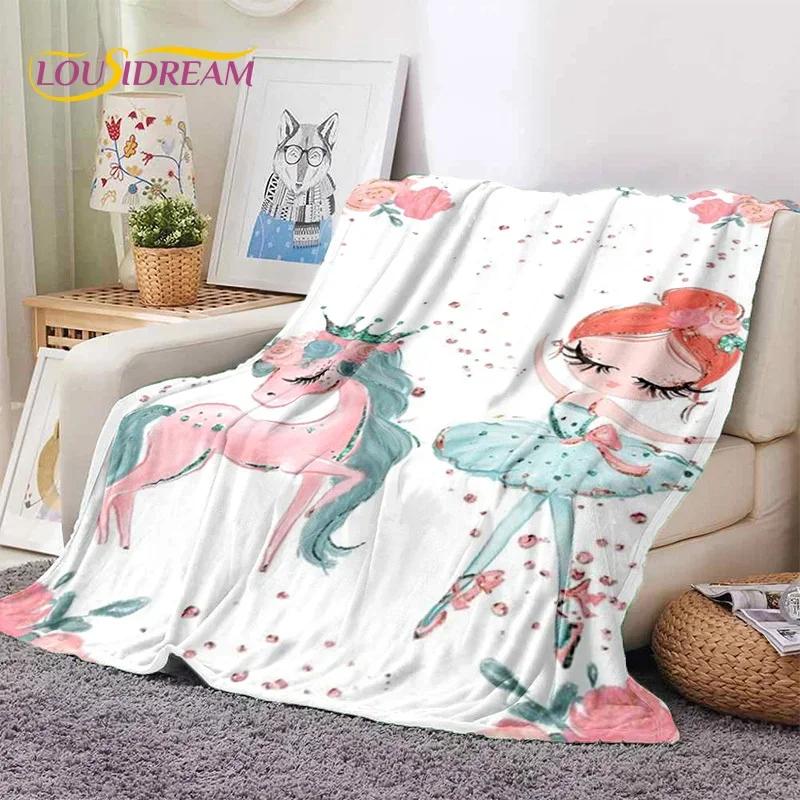 Roztomilá baletka, baletka, víla, kreslená, měkká flanelová deka na postel, do ložnice, na pohovku, na piknik, přehozová deka pro venkovní volnočasové aktivity, dárek