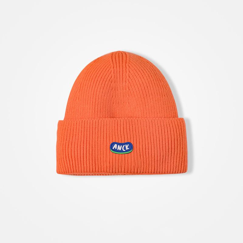 Beige knitted hat women's autumn and winter blue wool hat men's pullover versatile ear protector cold hat showing face small hat keeping warm