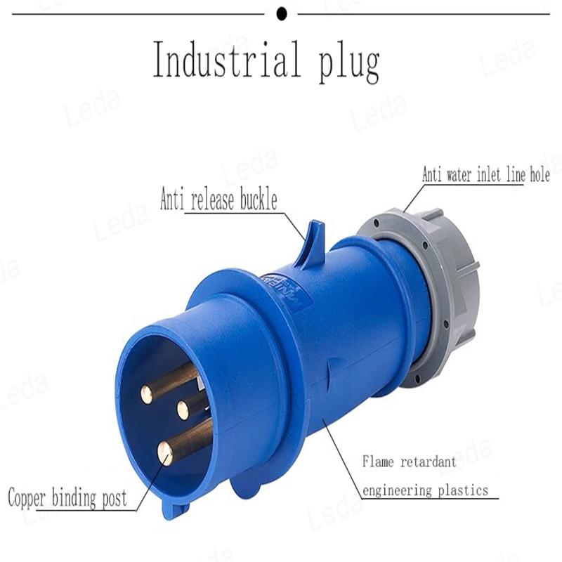 1pcs Industry Plug And Socket Connectors Surface And Concealed Installation 3 4 5 Hole Core 16 A 32A Waterproof Two Three-Phase