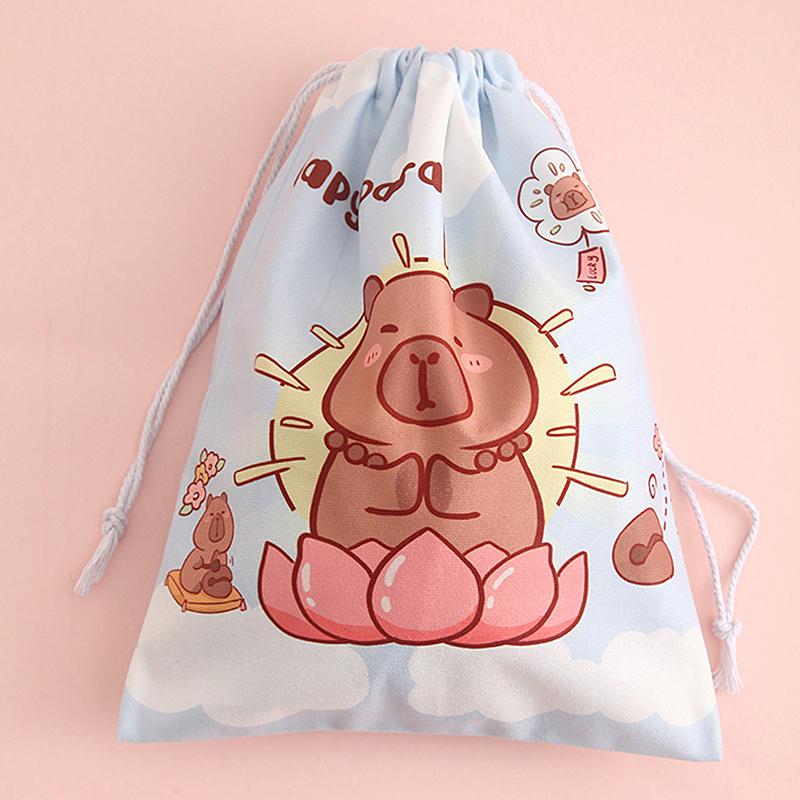 Capybara Travel Drawstring Tote Storage Bag Organizer Bag For Underwear Toy Handbag Storage Bag Cartoon Birthday Gift
