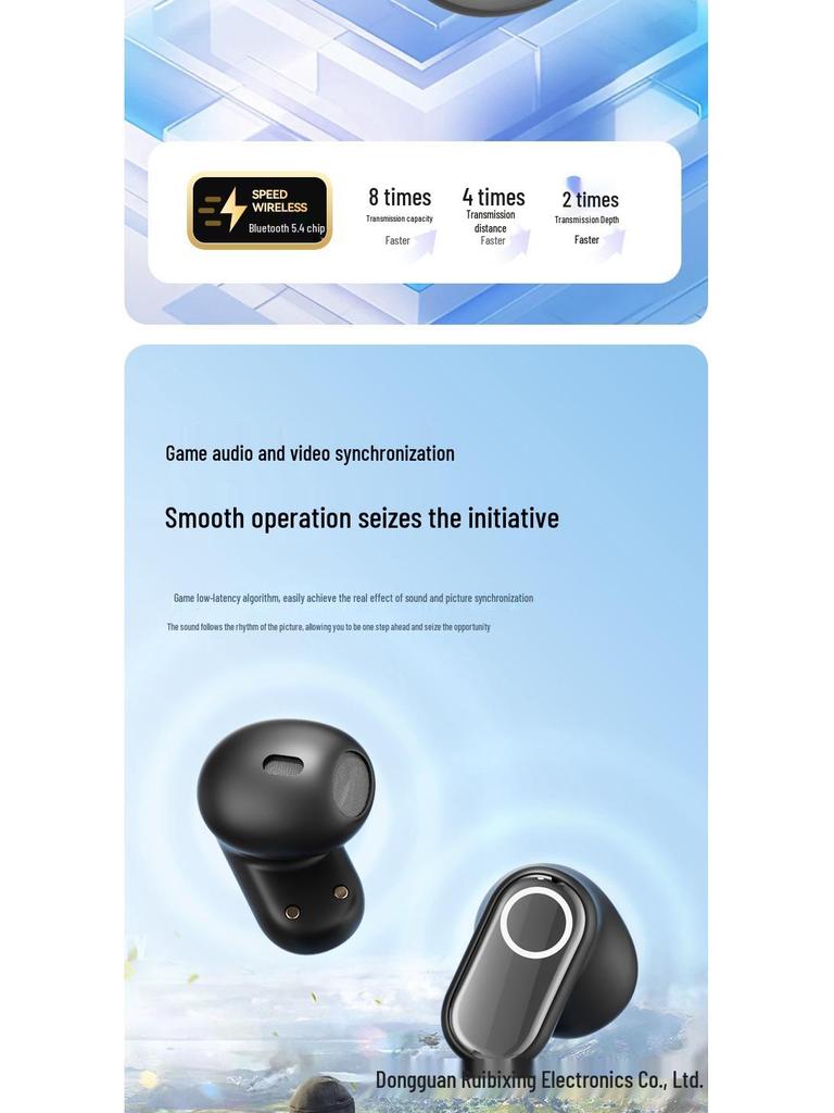 Cross-Border Bluetooth In-Ear Earphones with Noise Reduction and High-Quality Sound, Electroplated Finish, and Digital Display Screen