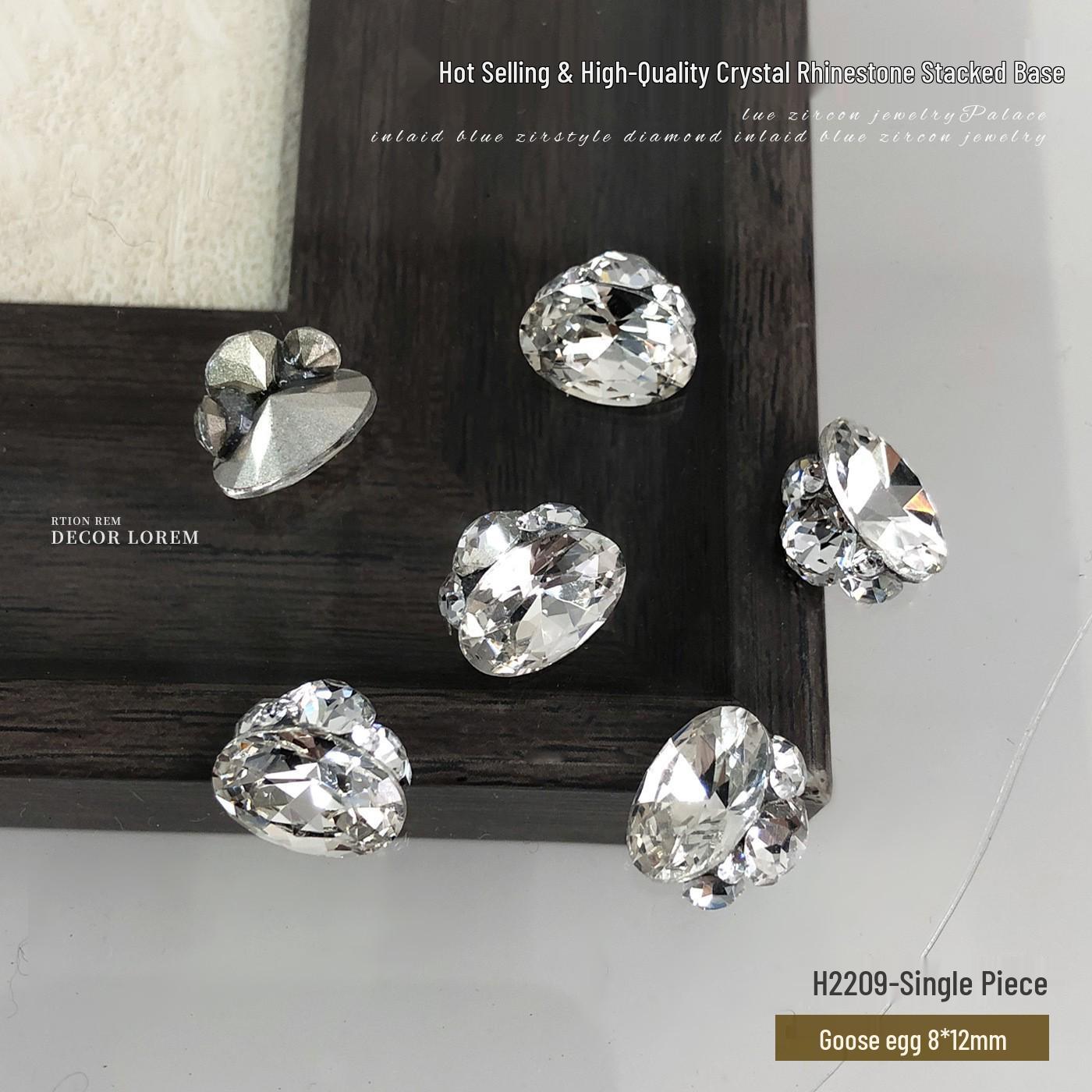 Luxurious Nail Art Pigeon Egg Crystal Rhinestone Set - Super Shiny, Full Rhinestone Texture, Large Stacked Alloy Rhinestones
