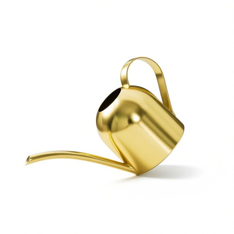 Golden 500ML Stainless Steel Watering Can with Long Spout - Green Plant Sprayer & Small Garden Sprinkler