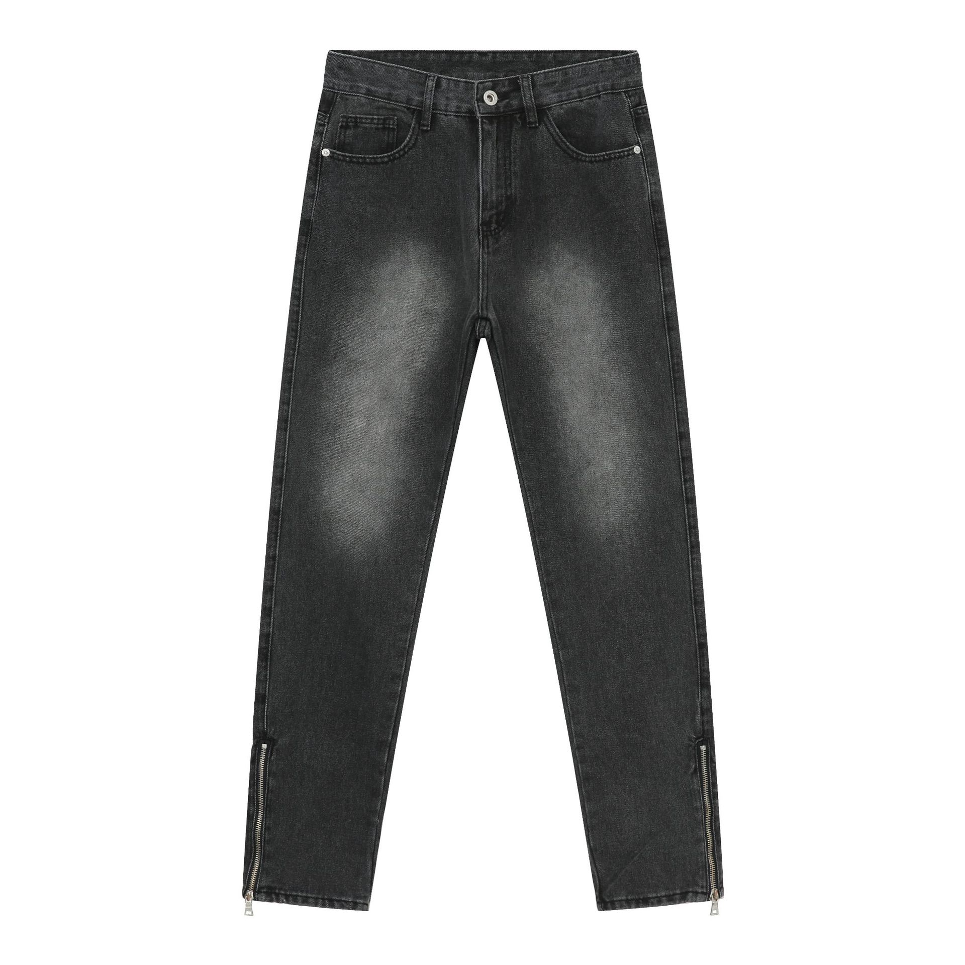 

Длинные брюки с застежкой-молнией на штанине, мужские облегающие брюки-чиносы, простые и универсальные брюки, прямые свободные джинсы для мужчин, модные и удобные брюки XXL черный серый