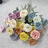 Uflower 5 Heads English Spray Rose Bouquet 61cm Artificial Silk Flowers for Wedding Home Table Decor Valentine's Day Gift