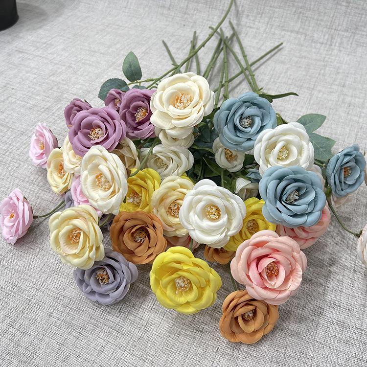 Uflower 5 Heads English Spray Rose Bouquet 61cm Artificial Silk Flowers for Wedding Home Table Decor Valentine's Day Gift