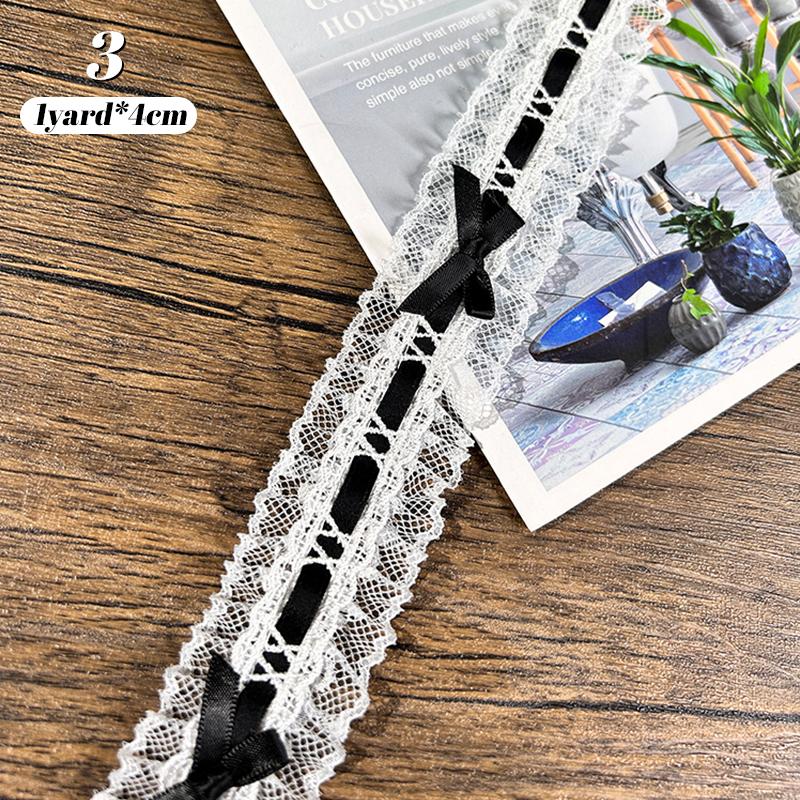 1Yard Bow Pleated Lace Trim Handmade Diy Decoration Baby Clothes Skirt Hem Clothing Lace Accessories Curtains Home Decoration