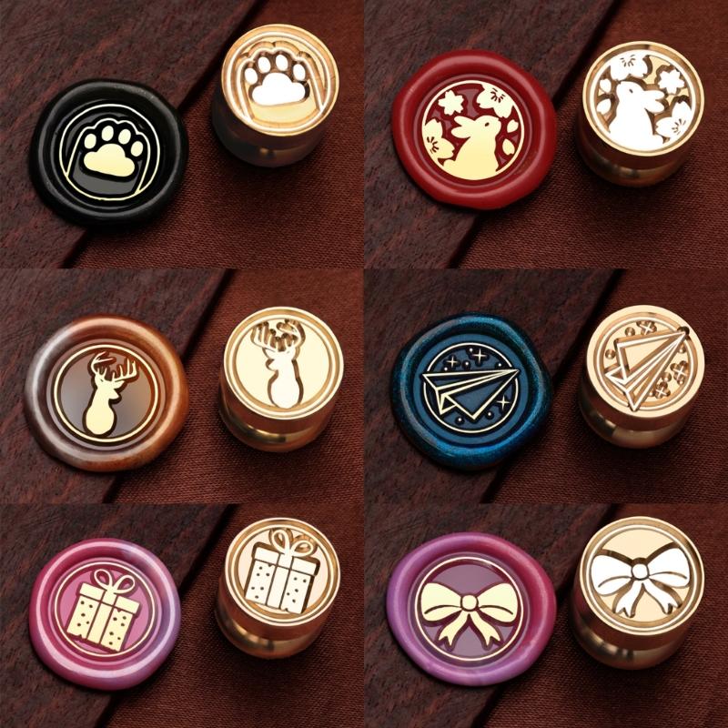 6Pcs Christmas Themed Stamp Head for Wedding Invitations Christmas Card Envelope Decoration Embossed Sealing Stamp