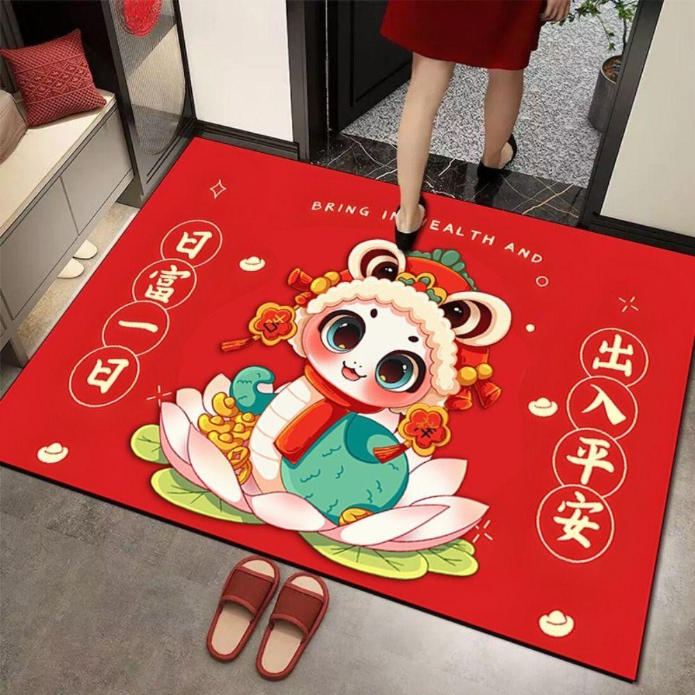 

Microfiber Cartoon Snake Bathroom Carpet Wealth Bedside Floor Mat 2025 Snake Year Door Mat Bedside S-Style 2