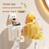 Cartoon Toothbrush Holder & Cup Rack: Punch-Free, Wall-Mounted, Cute Design for Kids' Bathroom.