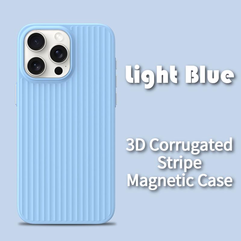 Original 3D Corrugated Texture Luggage Magnetic Cover for IPhone Air 17 16 15 14 13 12 Pro Max for Magsafe Wireless Charge Funda