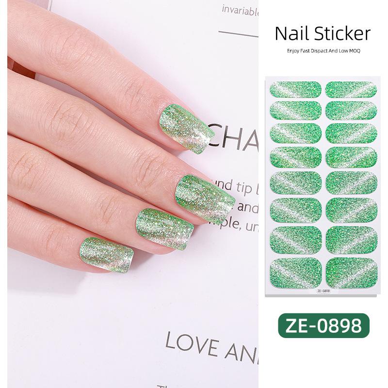 Neuer Glitzer Katzenaugen Nagellack Film Nagelsticker, 16-Hals Glitzer Heißverkaufende Nagelsticker, Vollständige Abdeckung