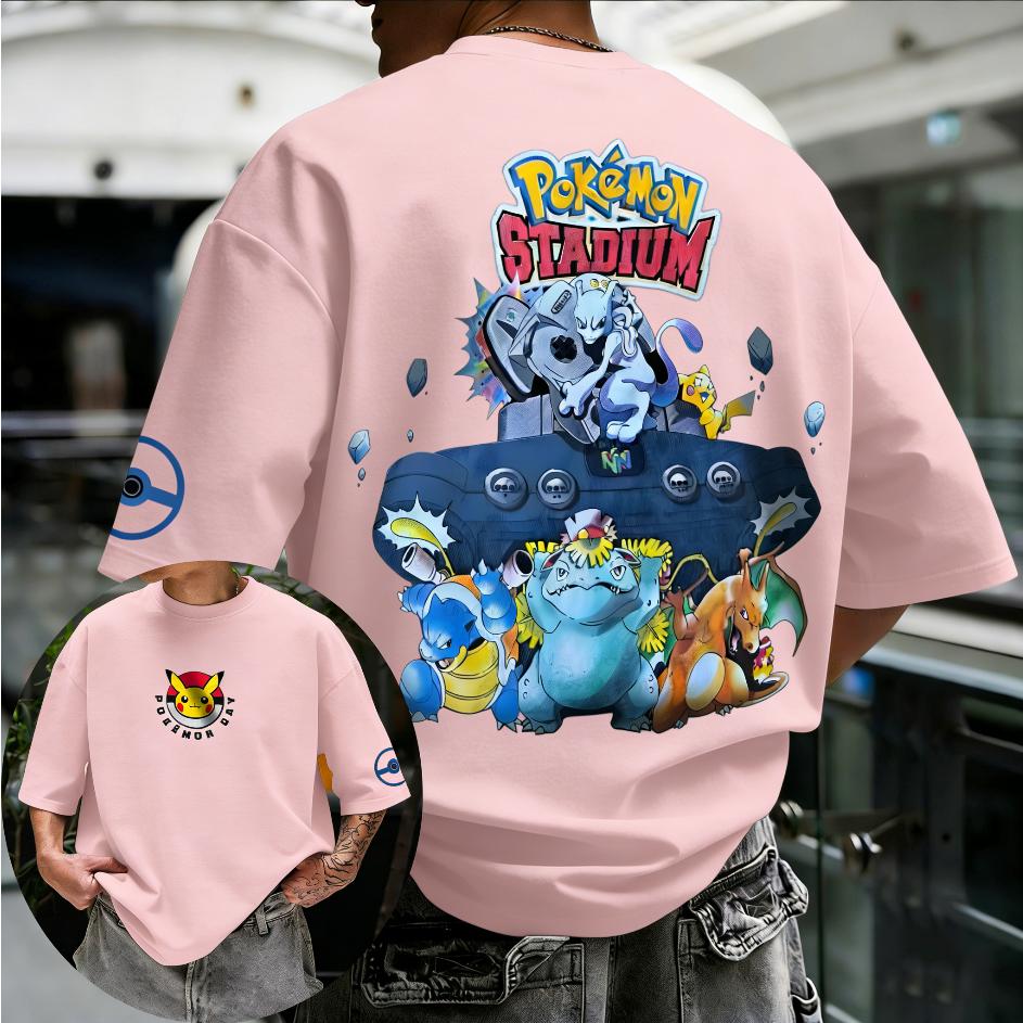 T-shirt Stampata Double-sided Pikachu Periferica Anime Pokémon Estate 2026 Maglietta Bambini Allenamento Outdoor e Fitness Abbigliamento Sportivo Uomo