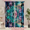 2PC Cosmic Mandala Curtains - Galaxy & Boho Print Window Drapes for Living Room Bedroom Decor