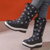 Snow Boots Women's Winter New Large Size Color Matching Side Zipper Piled Thickened Medium Tube Women's Cotton Shoes