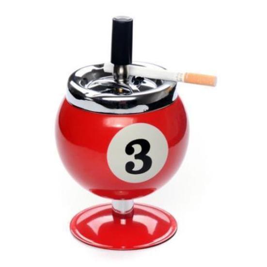 Ash Case Large Windproof Heat Resistant Three Bayonets with Lid Fashion Pool Billiard Ball Design Ashtray Ornament for Bar