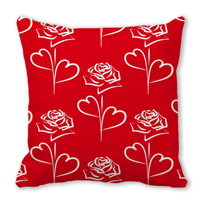 Home Decor Red Heart Patterns: Love themed Pillow Covers Pattern Cushion Cover Suitable for Sofa Bedroom Car Pillow Cover