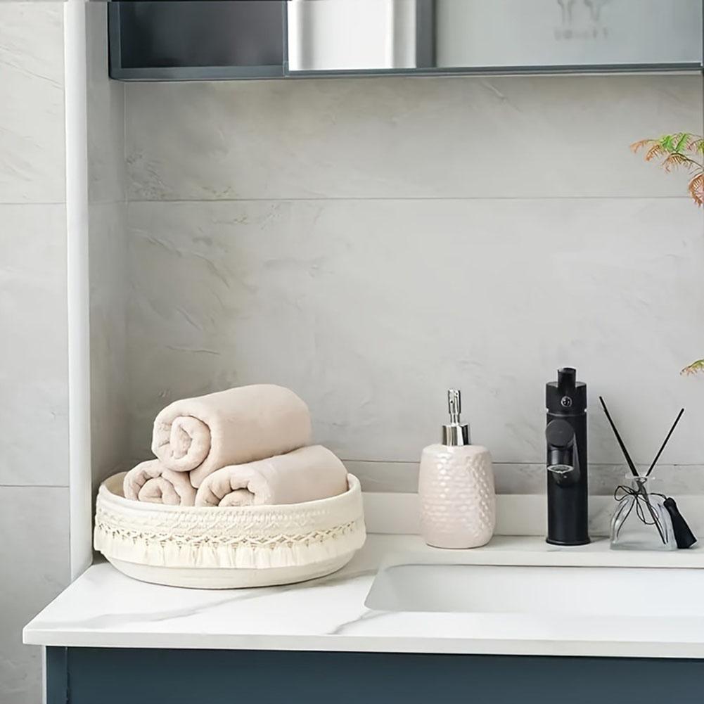 Clutter-Free Solution Cotton Storage Basket Tassel Organizer