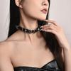 Niche Design Laminated Ring Double Buckle Head Exquisite Belt Choker Necklace Neck Jewelry Women'S Collar Cool
