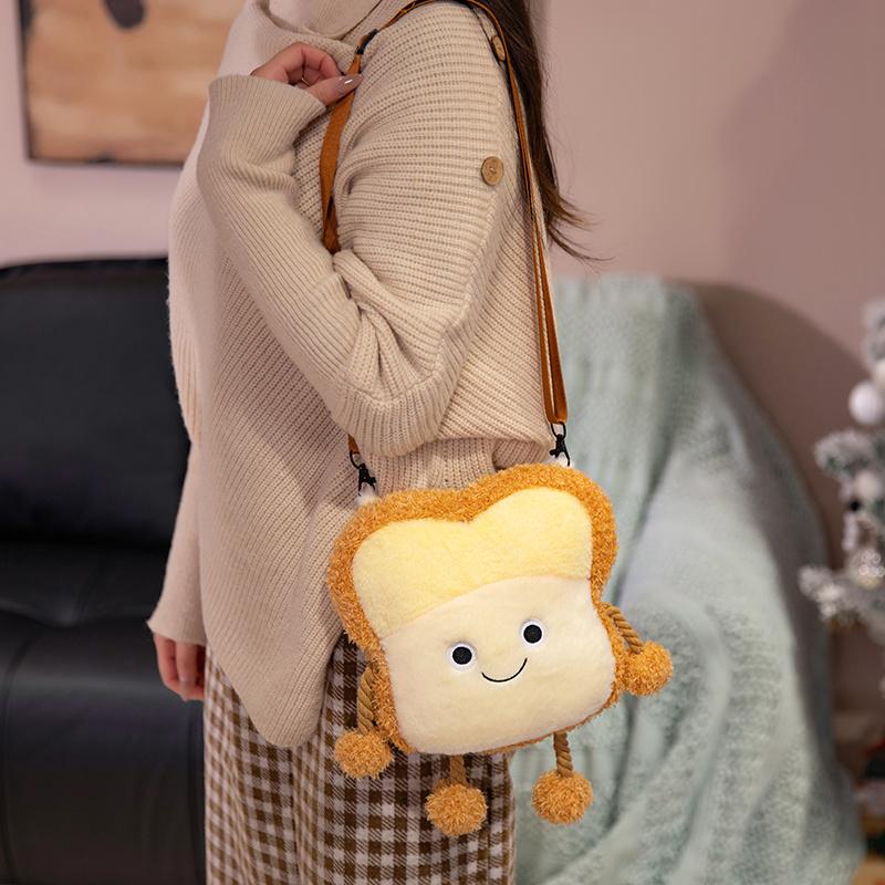 23/40cm Cartoon Expression Bread Plush Doll Backpack Long Legs Long Arms Bread Food Plush Toy Soft Stuffed Gift For Boys Girls