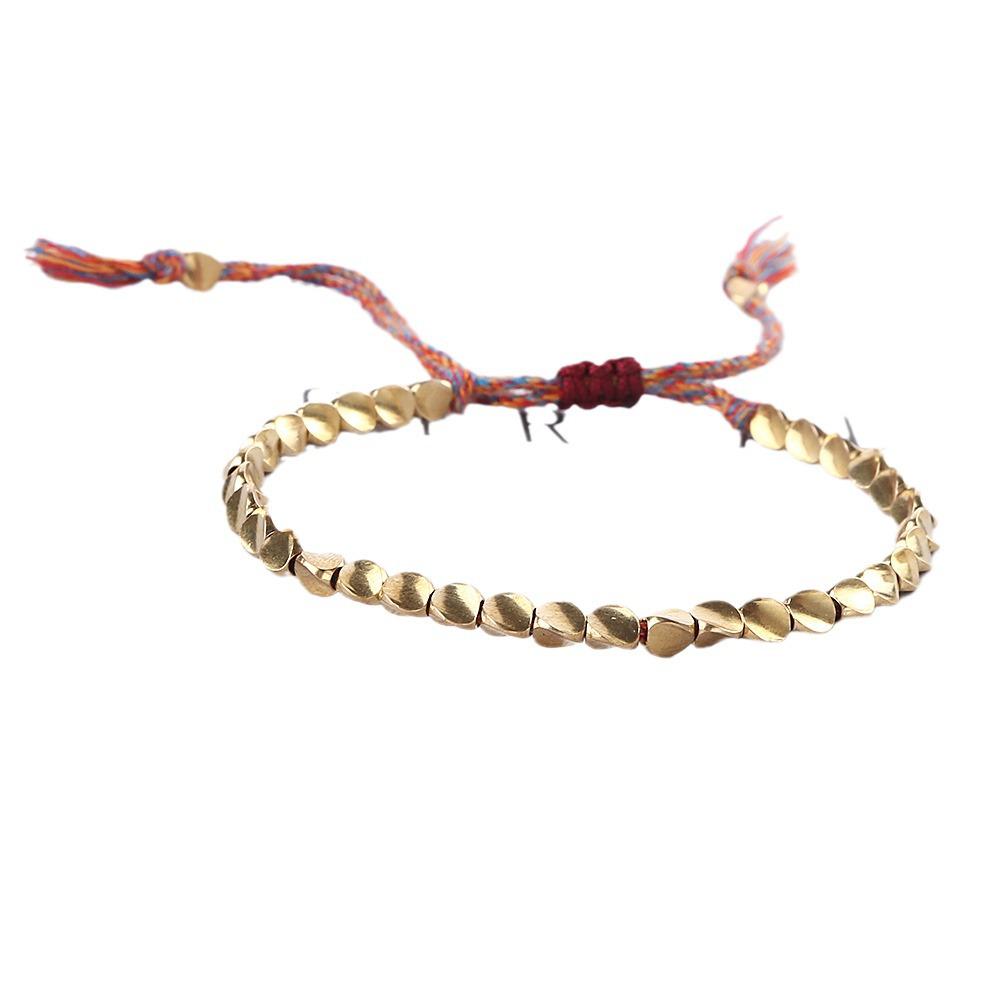 Women's Adjustable European Style Woven Rope Bracelet with Copper Beads and Tassel