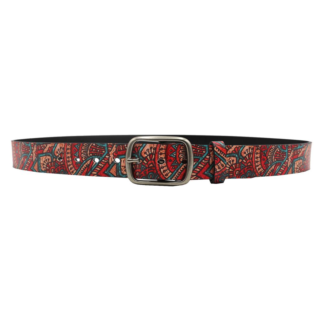Featured Pattern Pu Printed Belt, Original Design Jeans Accessories Hip-Hop Punk Pin Buckle Belt