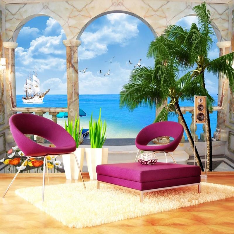 Fototapeta 3D stereo středomořský styl Nástěnná malba Obývací pokoj Ložnice Home Decor Wall Papers