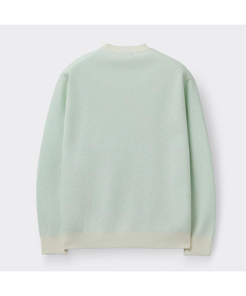 Keoseuuteommellou Green Two-Tone Round Neck Sweater Cwwas26221Grx