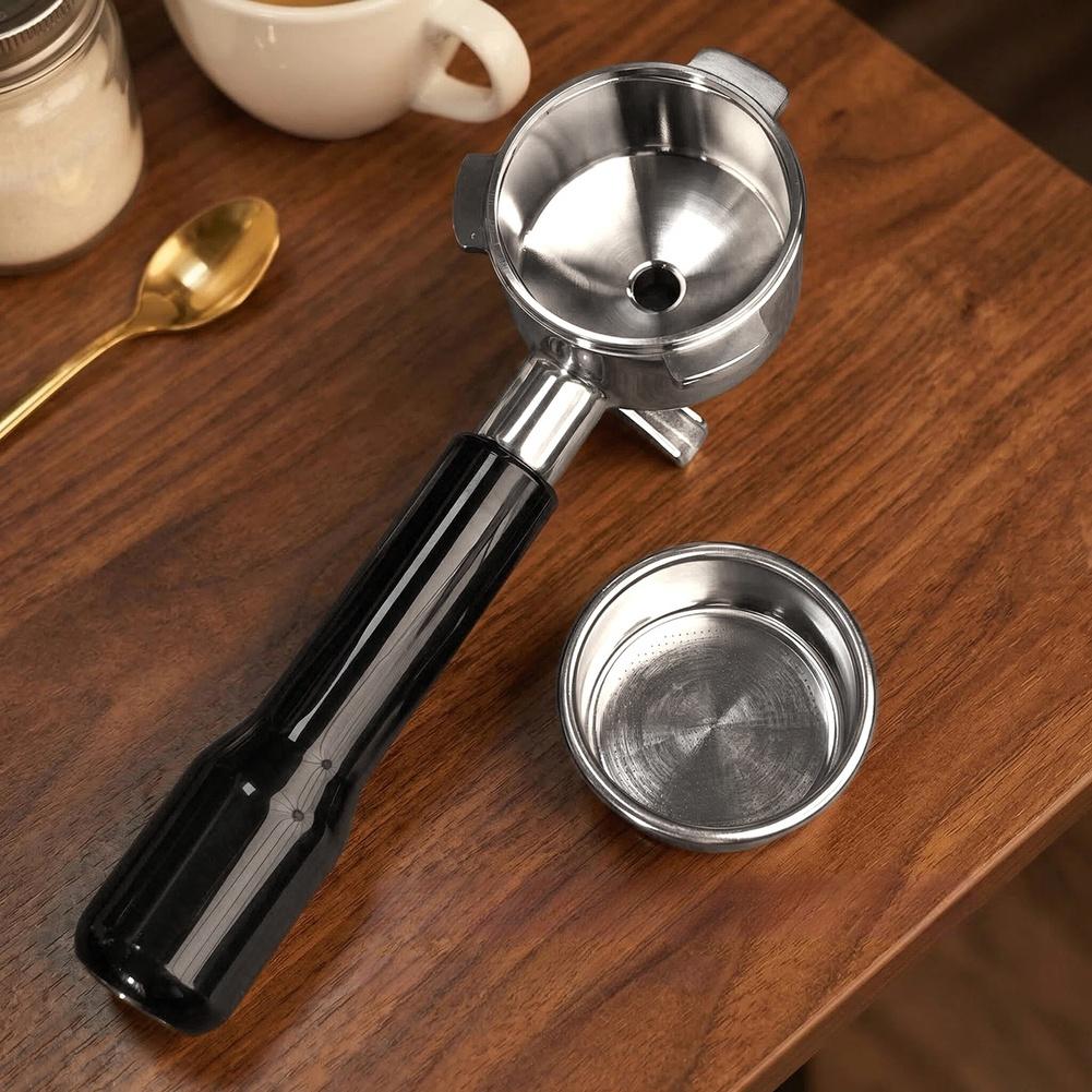 54mm Stainless Steel Espresso Portafilter with Two Outlets Designed for Breville 8 Series Machines to Assist Proper Tamping