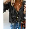 women's Lace Patchwork V Neck Long Sleeve Blouse Loose Fit Casual Commuter Top Shirt