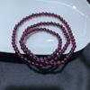 Natural Champagne Garnet Beaded Bracelet Women's Three-Circle Purple-Teeth-Black Multi-Layer Crystal Jewelry Gift for Girlfriend