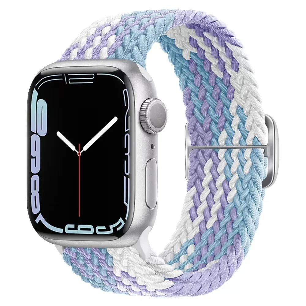 Geflochtener Solo Loop für Apple Watch 10 Band 42 mm 46 mm 45 mm 44 mm 40 mm 9 8 7 6 5 4 SE 2 Verstellbares elastisches iWatch Ultra Nylonband