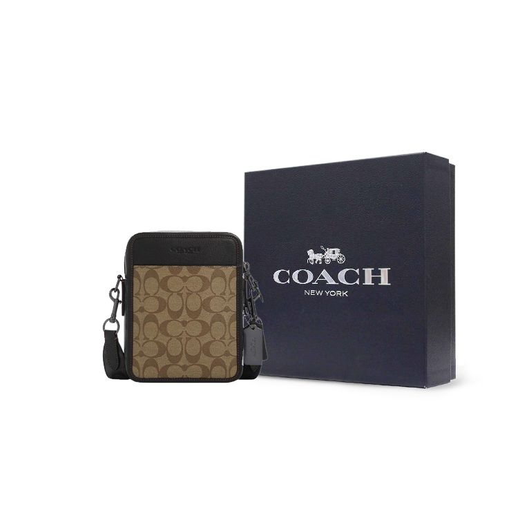 Coach Sullivan 16 Zipper Closure Multi-Functional Pocket Coated Canvas Pebble Leather Shoulder Bag Crossbody Small Men Shoulder Bag CC090-QBTUP