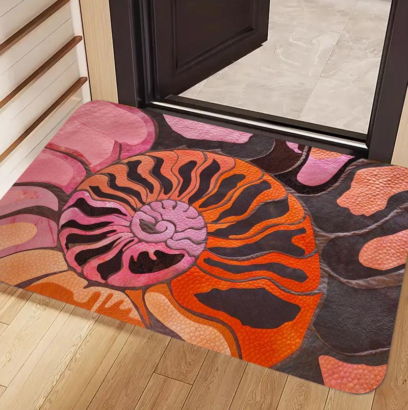 

Nautical Ammonite Fossil Ocean Wave Non-slip Washable Door Mat for Entryway Living Room Bedroom Art Home Decoration 40cm x 60cm
