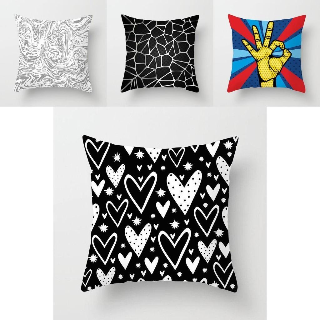 Stylish Geometric Cushion Cover With Dotted Grid And Triangular Patterns For Modern Decor