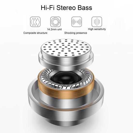 L202 Wired Earphone Universal Heavy Bass Dual Drive 3.5mm In-ear Sport Stereo Earbuds with Mic for Mobile Phone