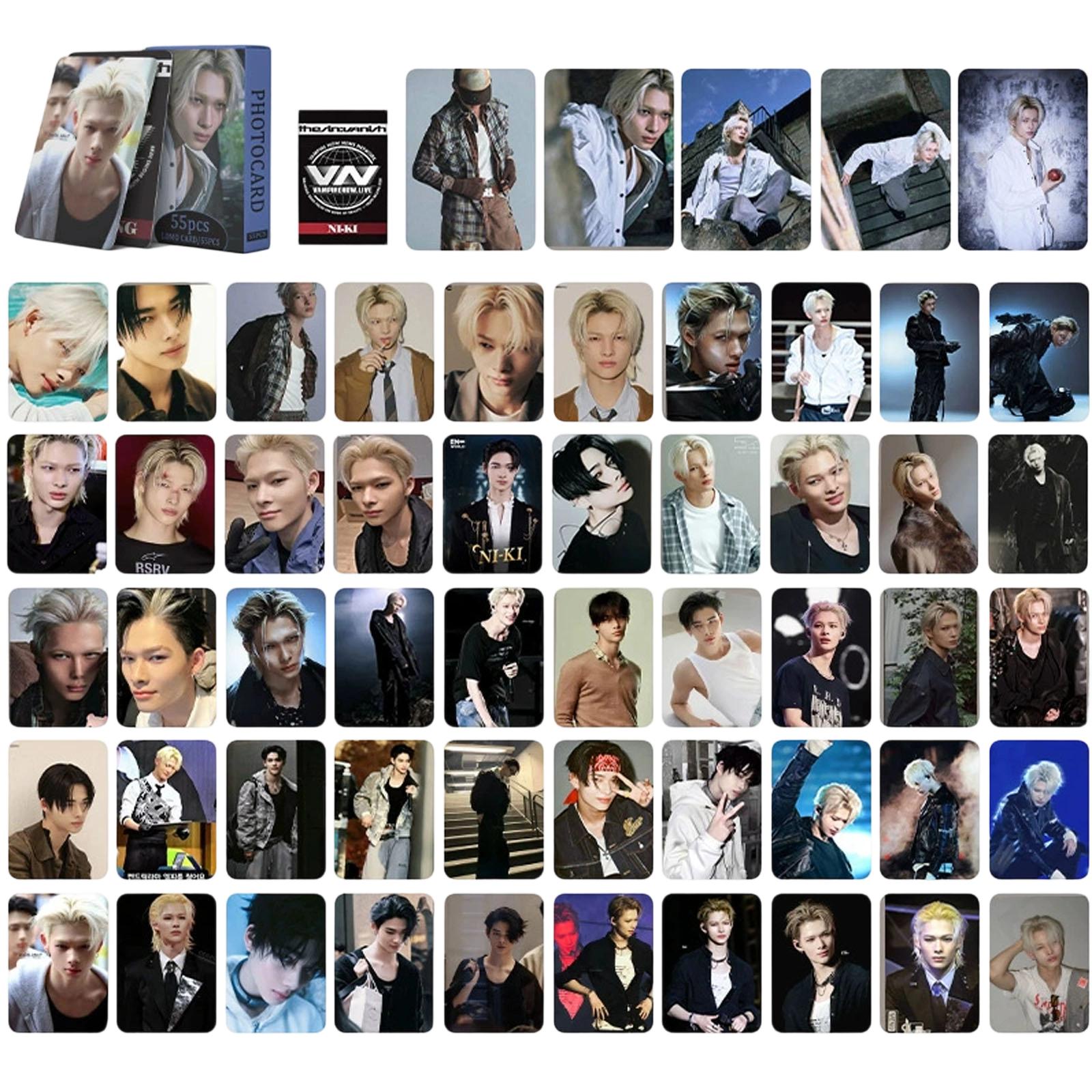 Set of 55 Collectible Photo Cards Featuring Various Male Group Members in Multiple Poses and Outfits for Fan Collection and Display One Size
