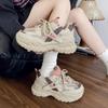 Women Trendy Color-blocked Brand Design Thick-soled Sneakers  New Fashion Lace-up Mesh Breathable Tennis Shoes Mujer Zapatos