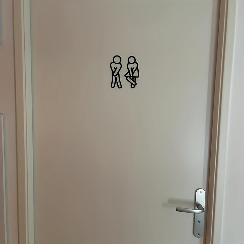 1Pcs Funny Bathroom Signs For Men Women Creative 2D Flat Restroom Door Decor Restaurant Hotel Cafe Toilet Signage Wall Sticker