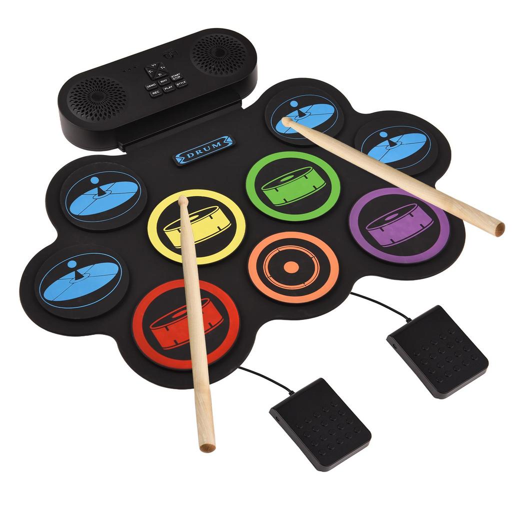 Portable Hand-Rolled Silicone Jazz Electronic Drum Set - Silent Practice Percussion Instrument