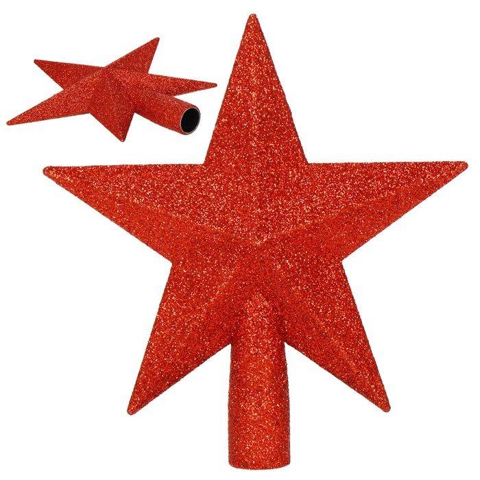 Étoile de sapin de Noël - SPRINGOS - 19 cm - Rouge - Matériau solide - Brillante