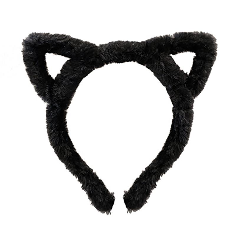 Opaska na głowę z kocimi uszami Pluszowa Zimowa Futrzana Królicze Uszy Opaska do Włosów Śliczna Gumka do Włosów Futrzana Opaska Słodka Opaska do Mycia Twarzy Dziewczęca Obręcz do Włosów Akcesoria do Włosów