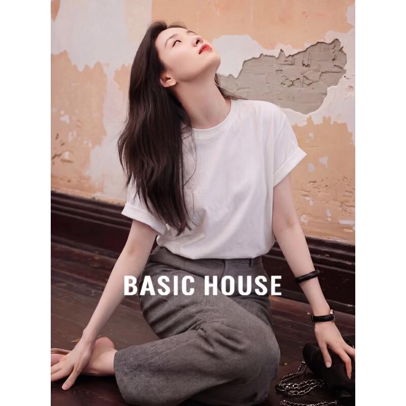Basic House Women s Cotton Crew Neck Short Sleeve T-Shirt L серый
