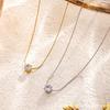 Peri'sbox Dainty Minimalist Solitaire Zircon Charm Necklace Anti Tarnish Stainless Steel Chain Round Clear Cz Stone Necklace