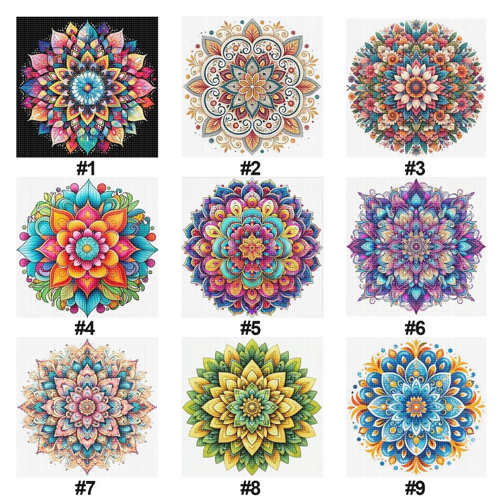 Mandala Full 11CT DIY Stamped Needlework Embroidery Kit 40x40cm Printed Cross-Stitch Kits for Beginners Adults Home Decor