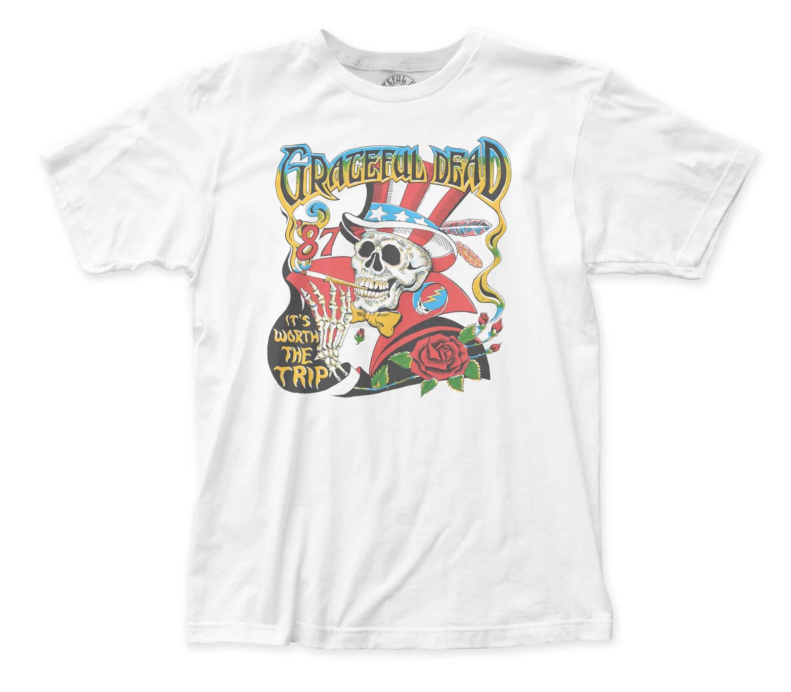 Authentic GRATEFUL DEAD Band Worth The Trip Slim Fit T-Shirt White S NEW M