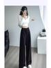 Petite High-Waisted Wide-Leg Sweatpants for Women, Versatile Slimming Straight-Leg, Perfect for Spring and Autumn.